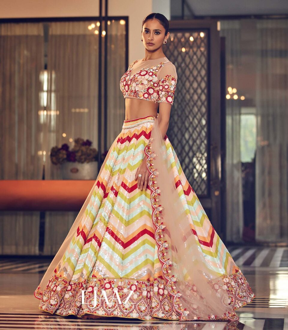 Multicoloured Floral Lehenga