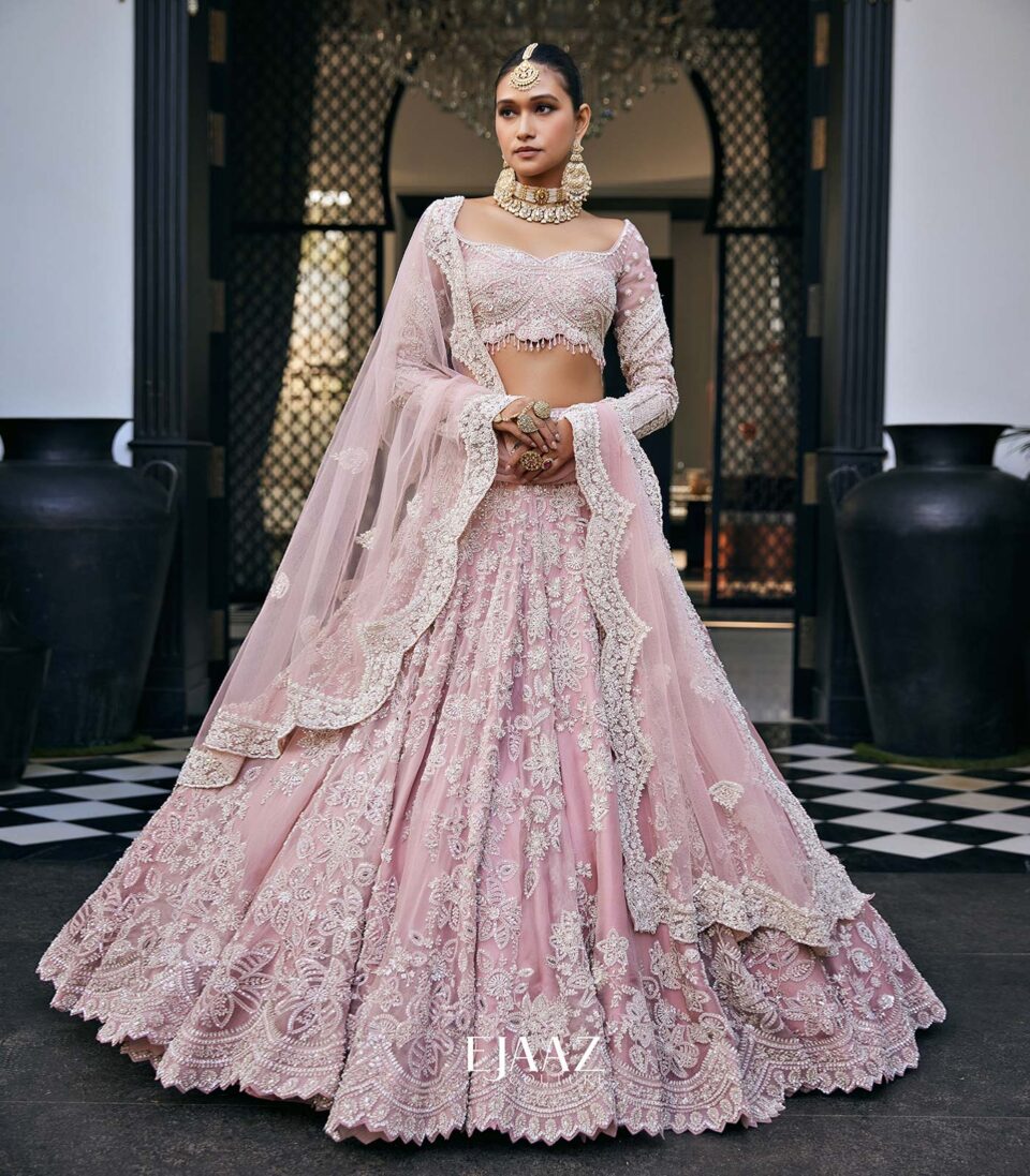 Pink and Ivory Lehenga Set