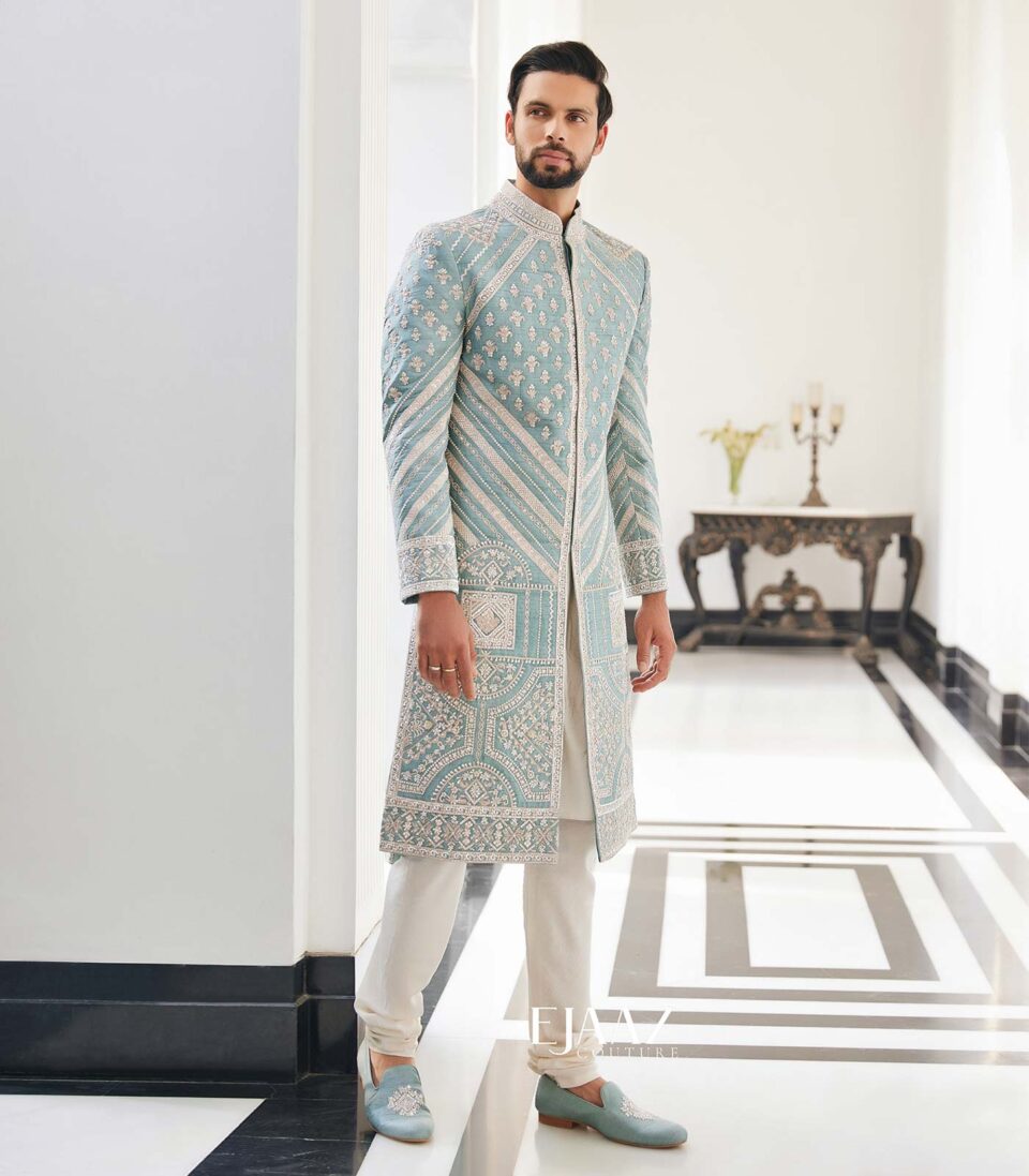 Ice blue Sherwani