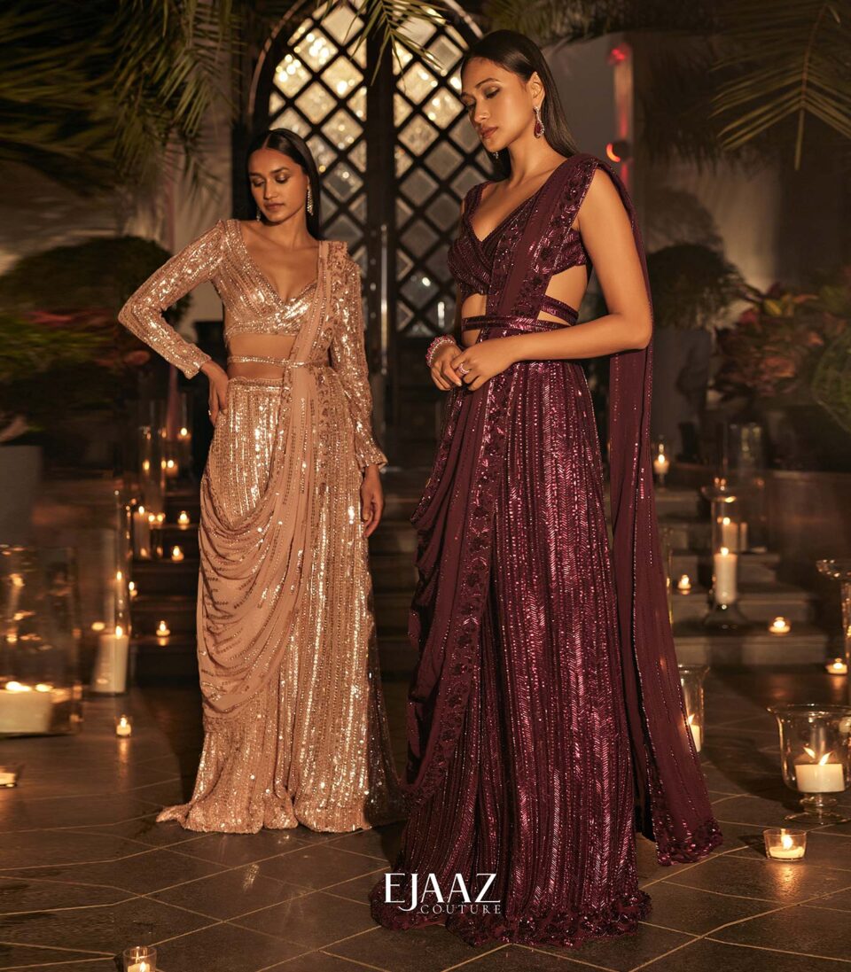 Peach Jumpsuit saree