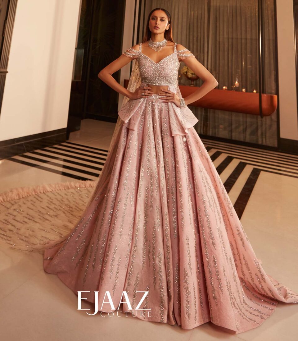 Pink Peplum top with skirt and cape