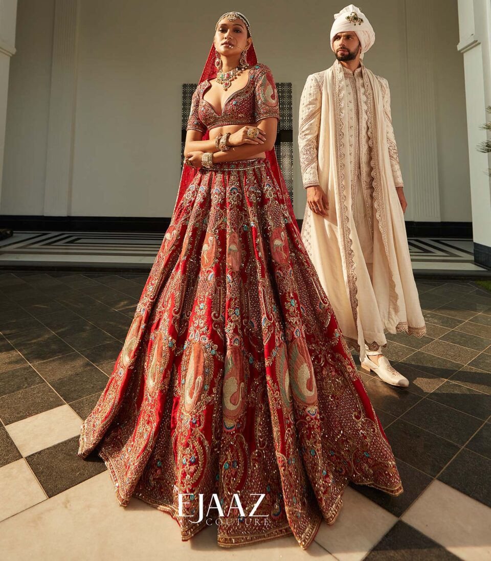 Red Swan Lehenga