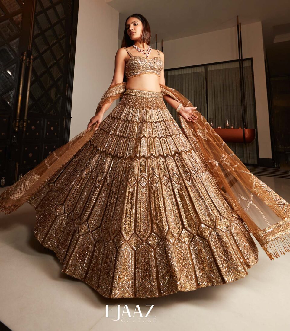 Olive and gold lehenga Set
