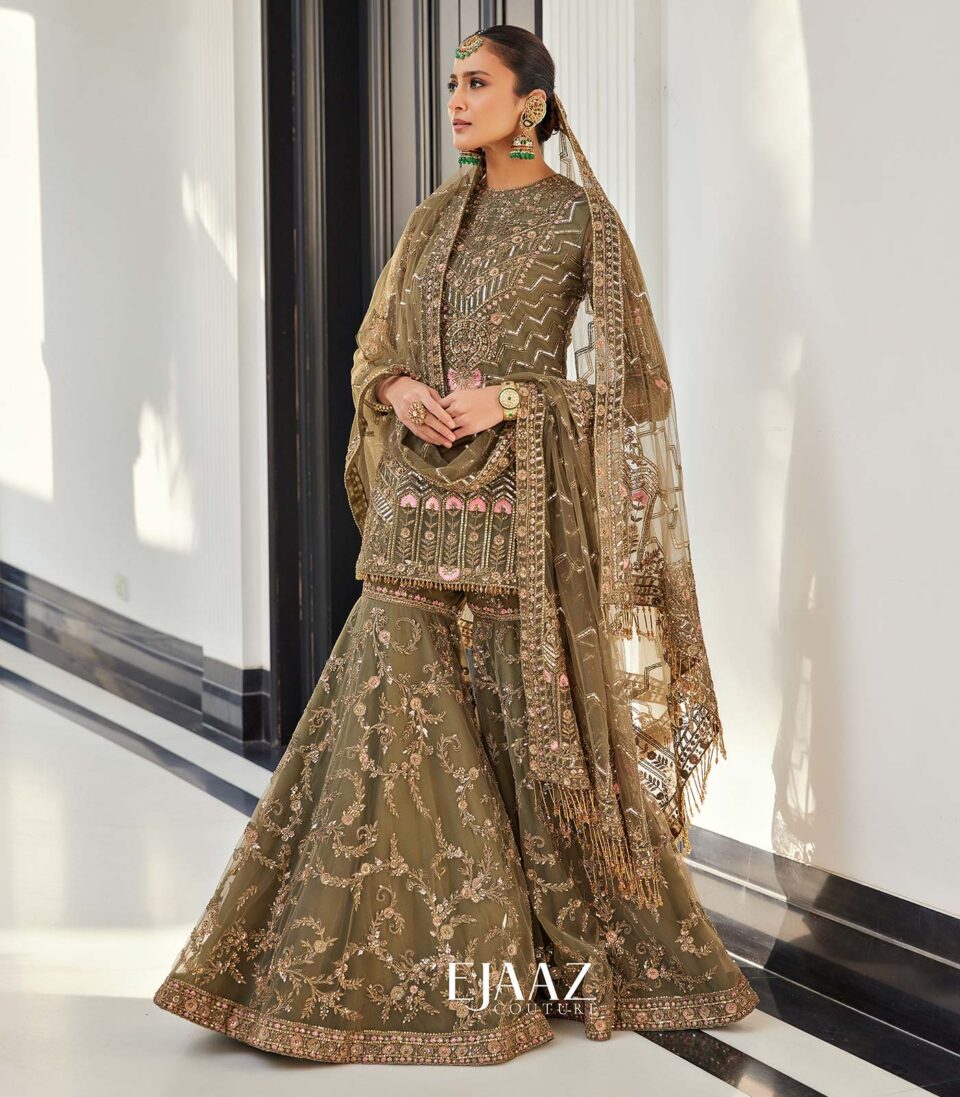 Olive green Gharara Set