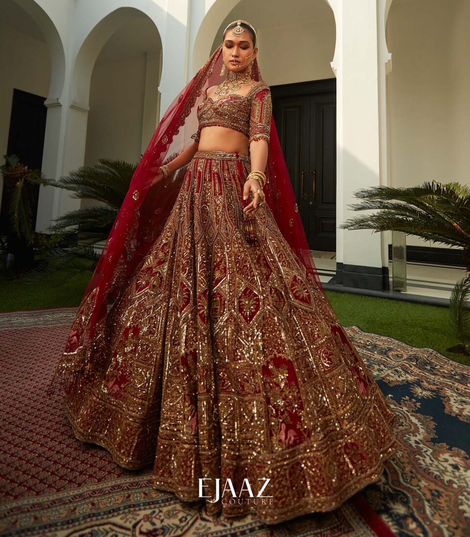 Ruby Red & Gold Lehenga Set