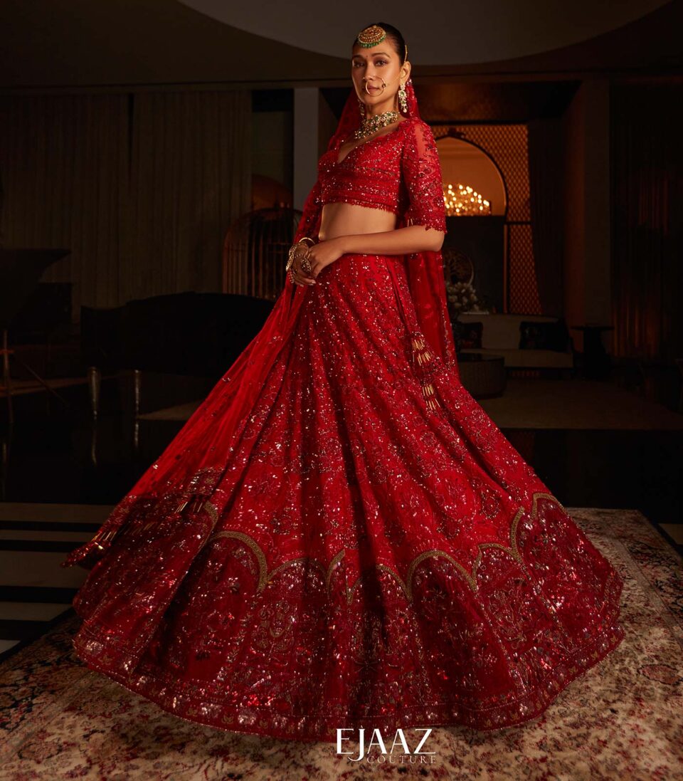 Red and Wine Lehenga Set