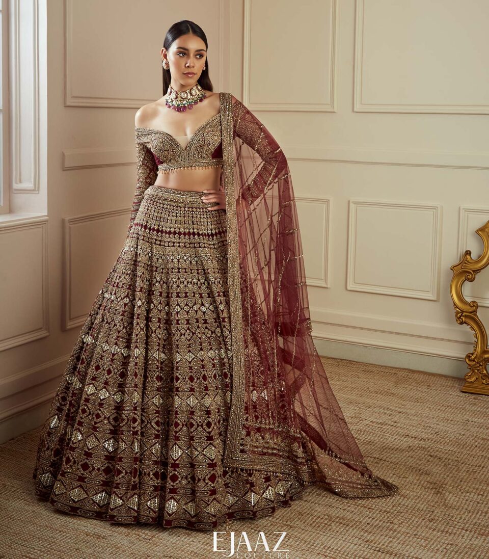 Wine Lehenga Set