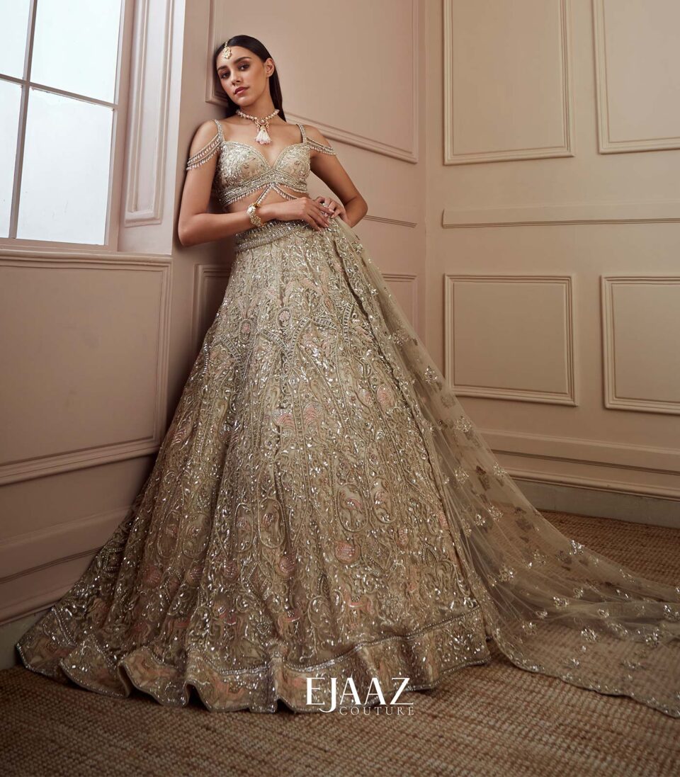 Ivory and Pink Lehenga Set