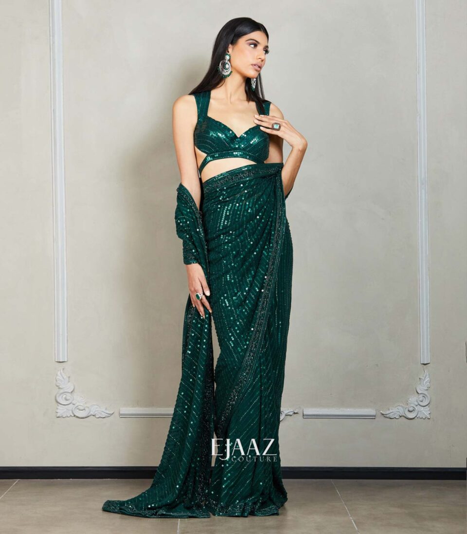 Jewels of Emerald Saree